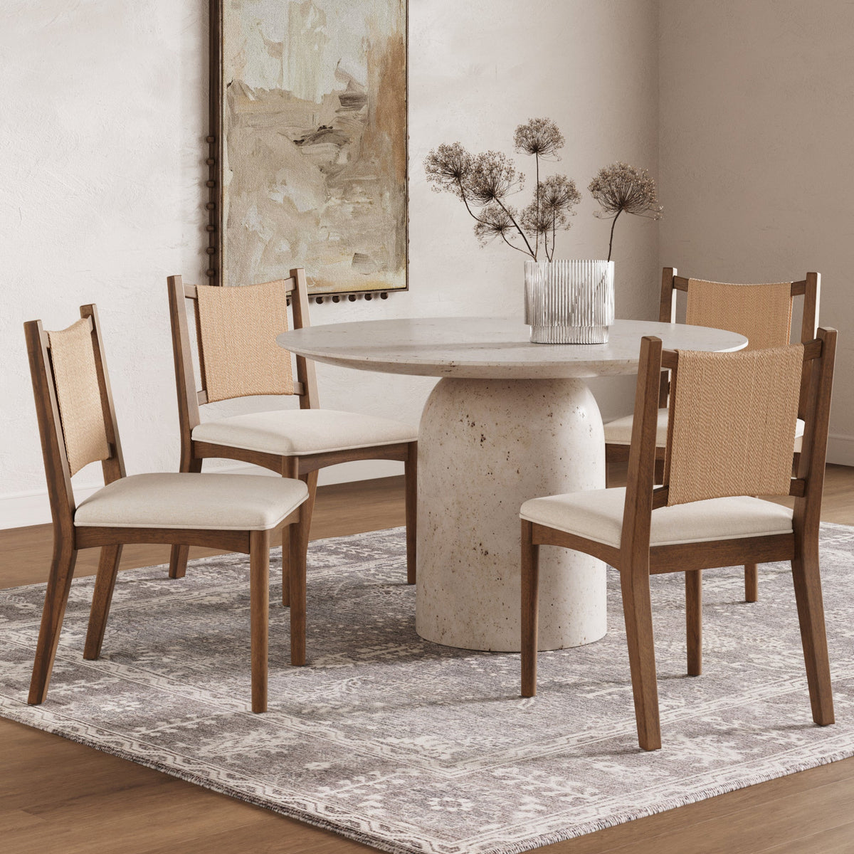 Arched Back Seagrass Dining Chair Medium Brown (Set of 4), main studio shot