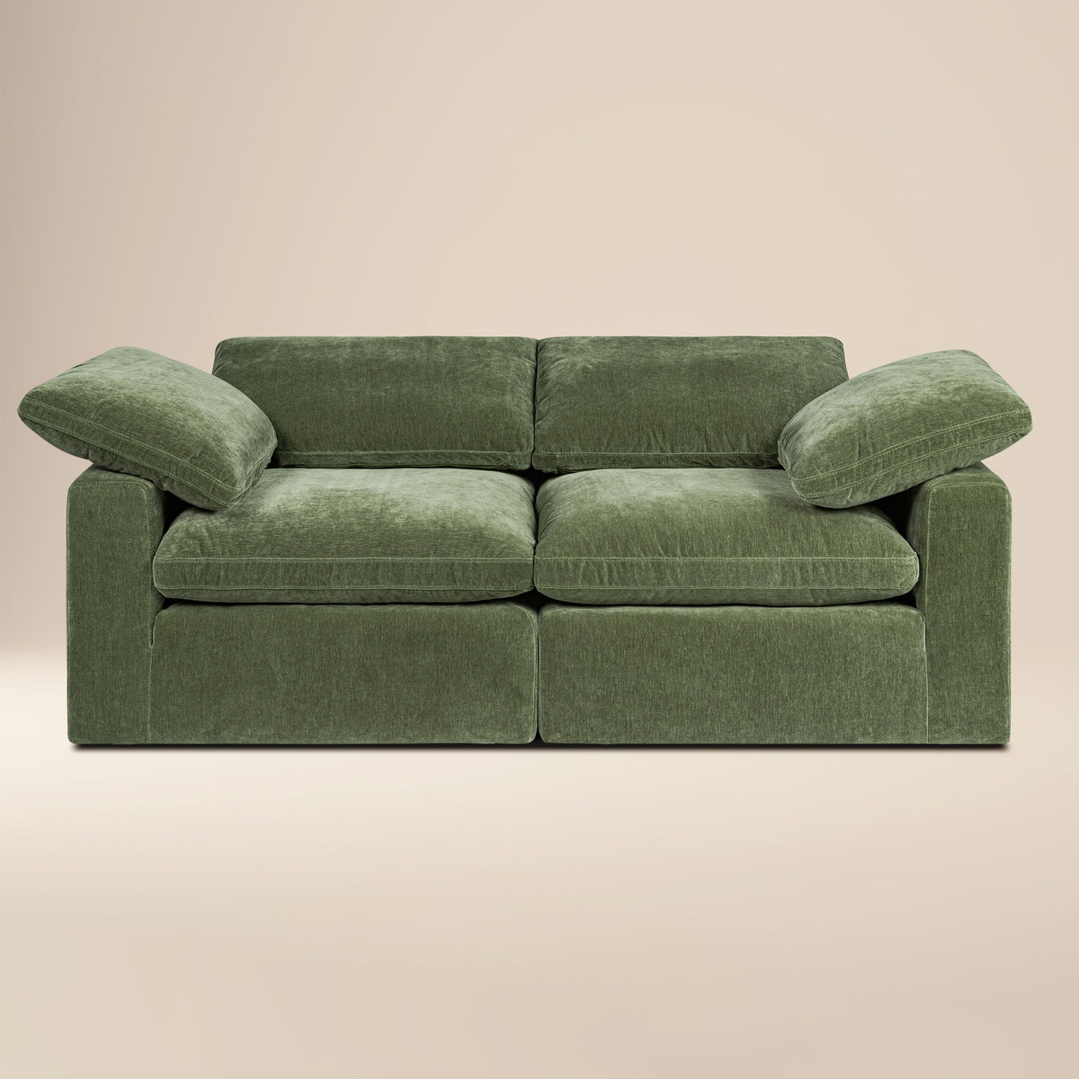 Aspen 2-Seat Modular Sofa in Sagano Green, full front view