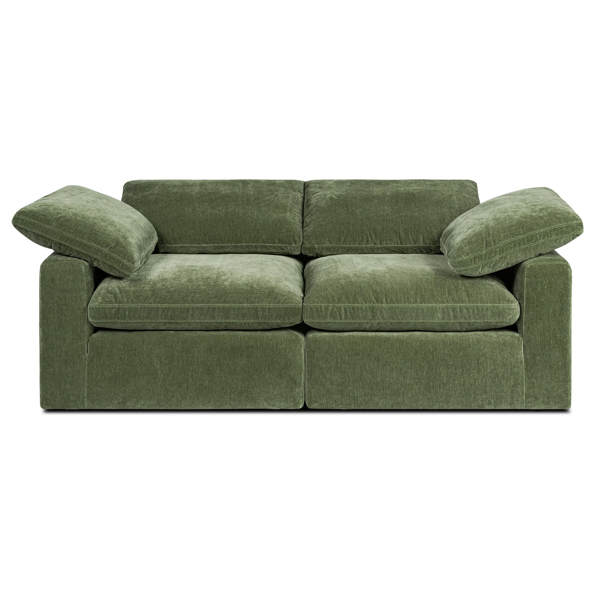 Aspen 2-Seat Modular Sofa in Sagano Green, cushion and fabric texture close up