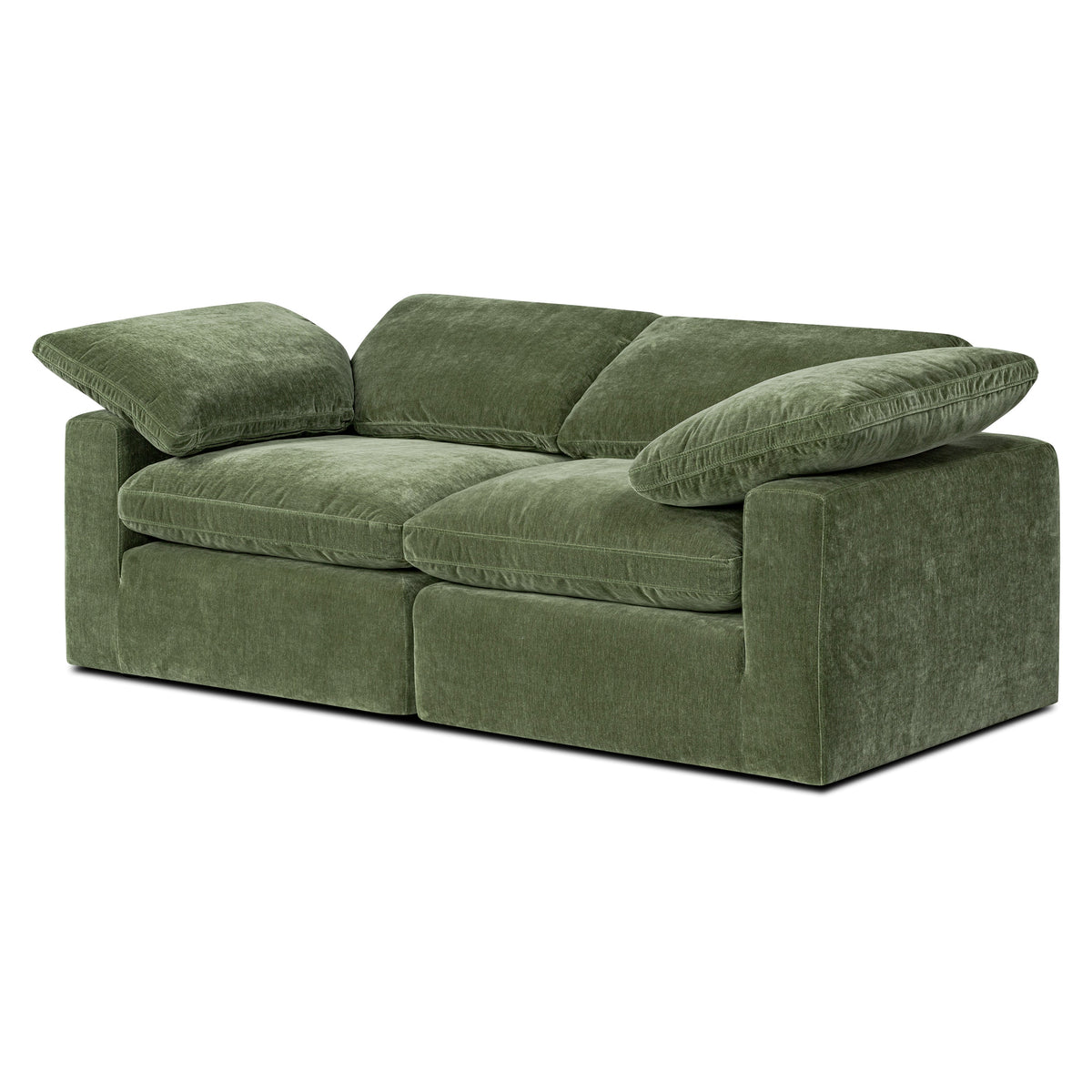 Aspen 2-Seat Modular Sofa in Sagano Green, shown at an angle
