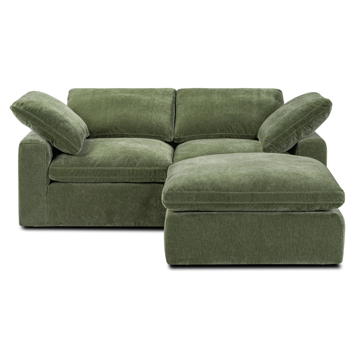 Aspen 3-Seat Modular Sectional in Sagano Green, shown at an angle