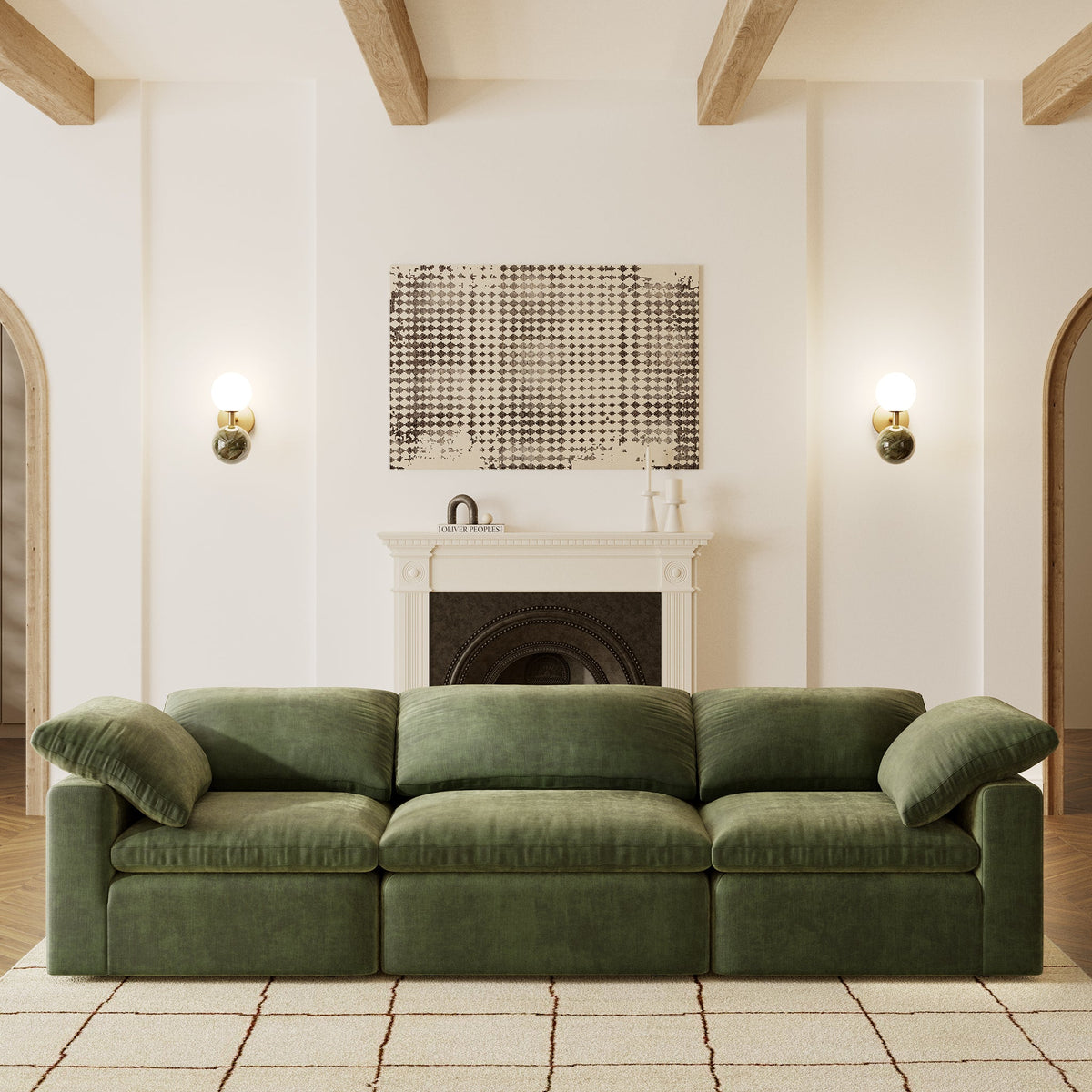 Aspen 3-Seat Modular Sofa in Sagano Green, second styled room view