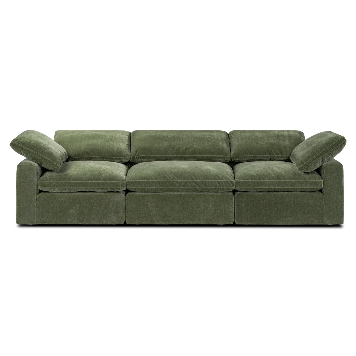 Aspen 3-Seat Modular Sofa in Sagano Green, cushion and fabric texture close up