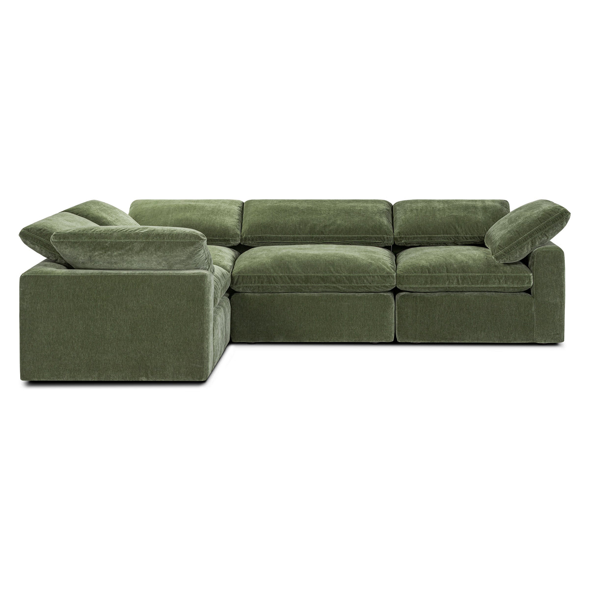 Aspen 4-Seat Modular Sectional in Sagano Green, cushion and fabric texture close up