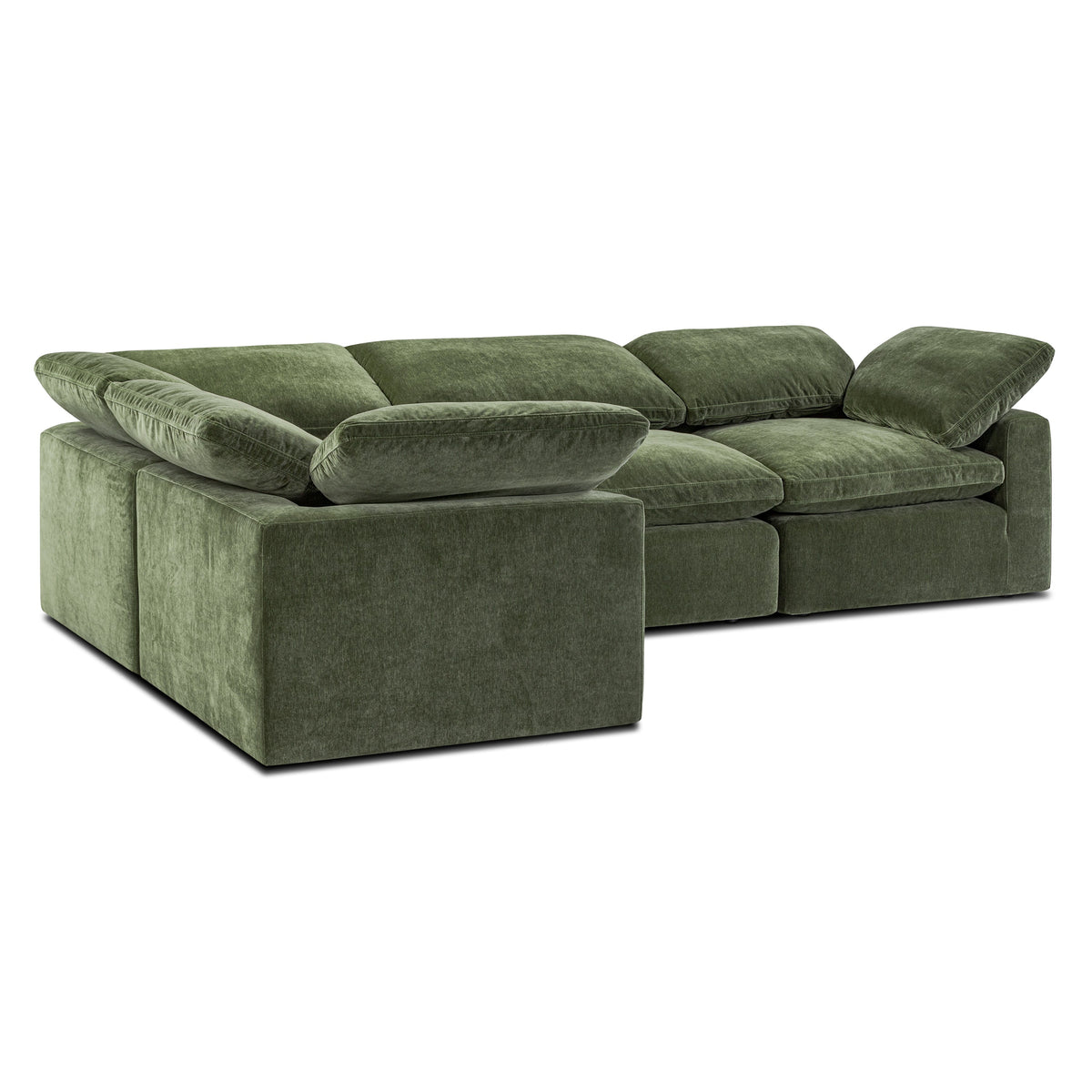 Aspen 4-Seat Modular Sectional in Sagano Green, armrest and seat detail