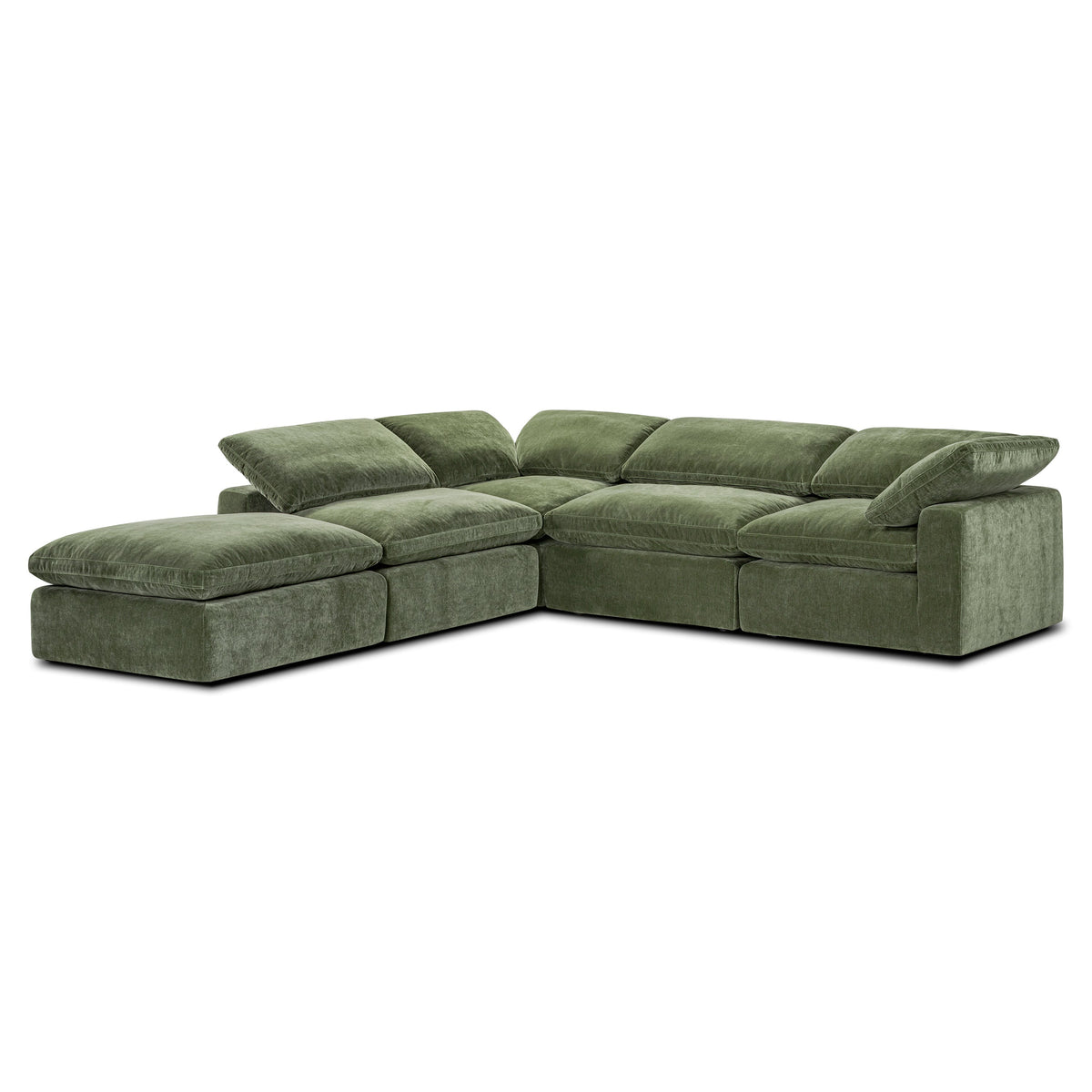 Aspen 5-Seat Modular Chaise Sectional in Sagano Green, back view