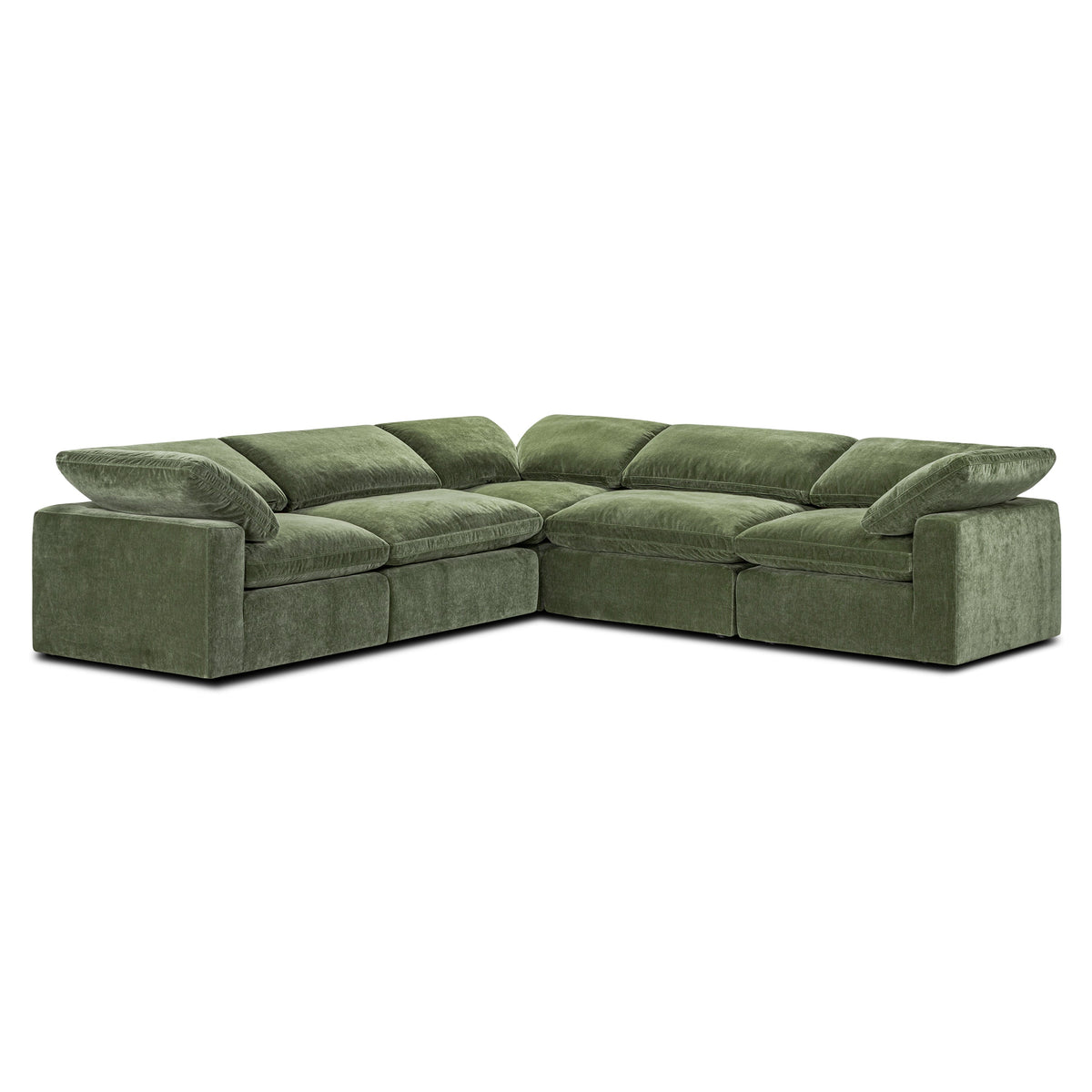Aspen 5-Seat Modular Corner-Sectional in Sagano Green, shown at an angle