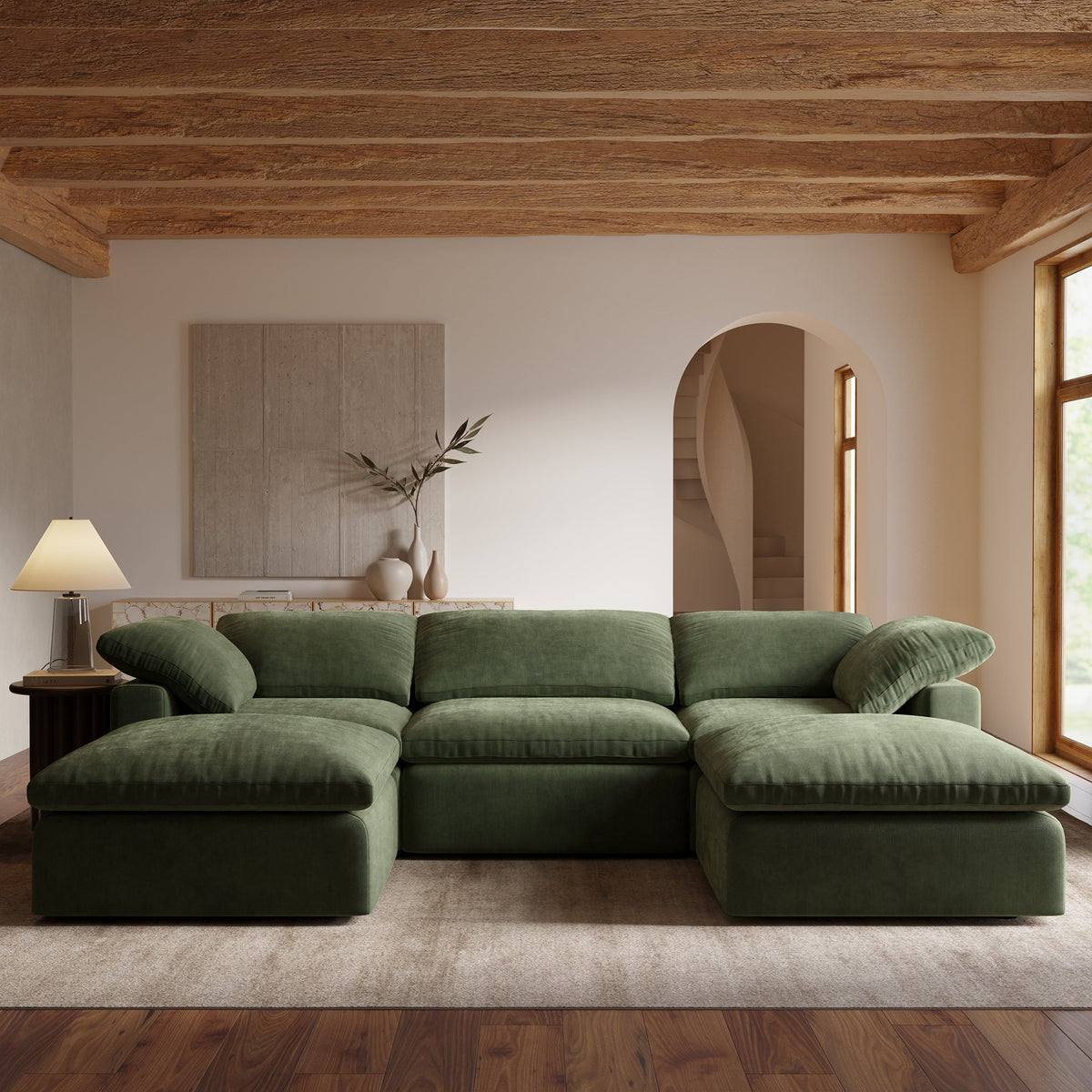 Aspen 5-Seat Modular Double Chaise Sectional, second styled room view