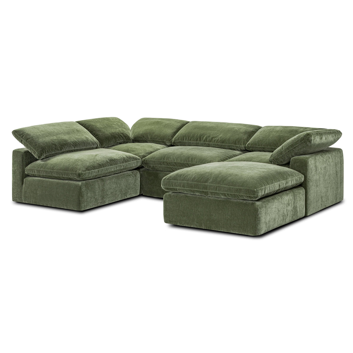 Aspen 5-Seat Pine U-Sectional, Sagano Green, back view