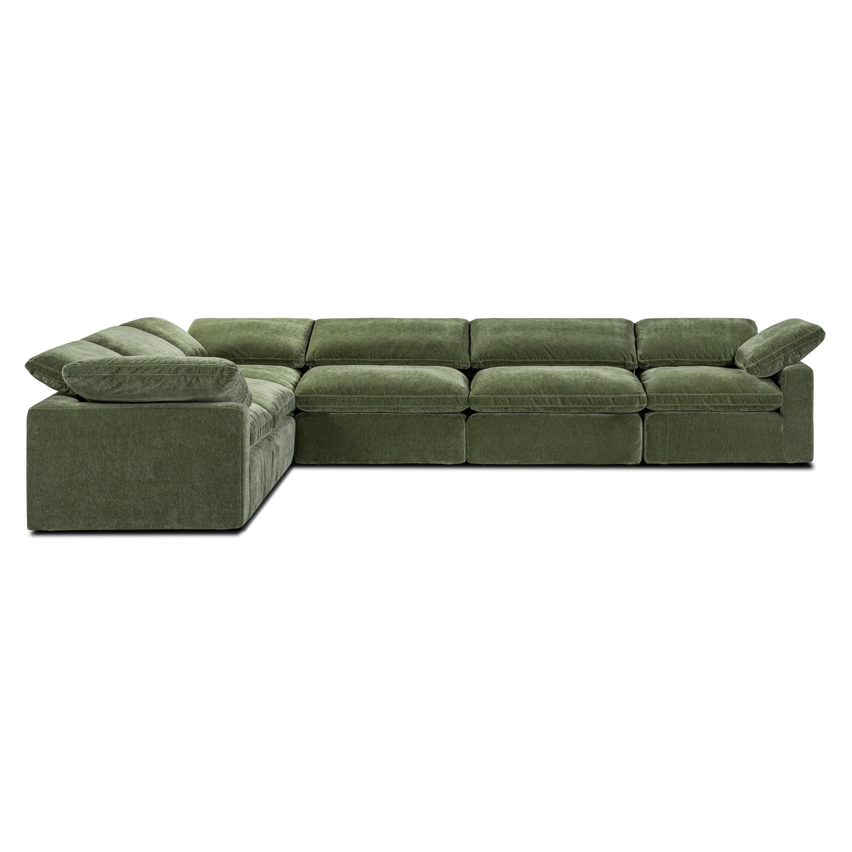 Aspen 6-Seat Pine Corner-Sectional, Sagano Green, cushion and fabric texture close up