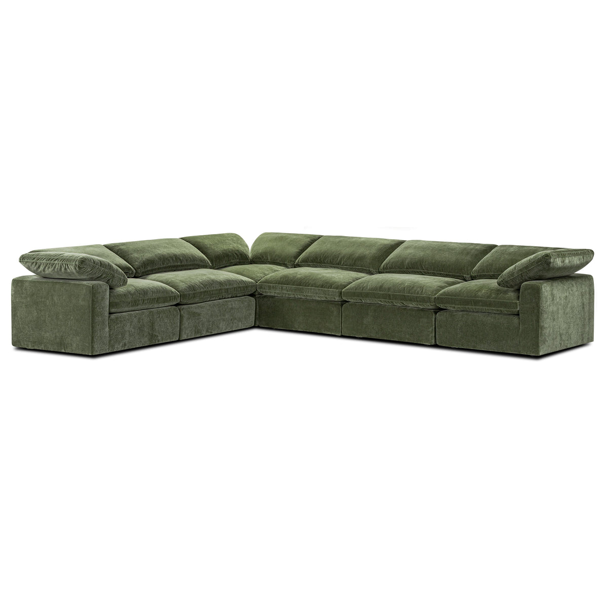 Aspen 6-Seat Pine Corner-Sectional, Sagano Green, shown at an angle
