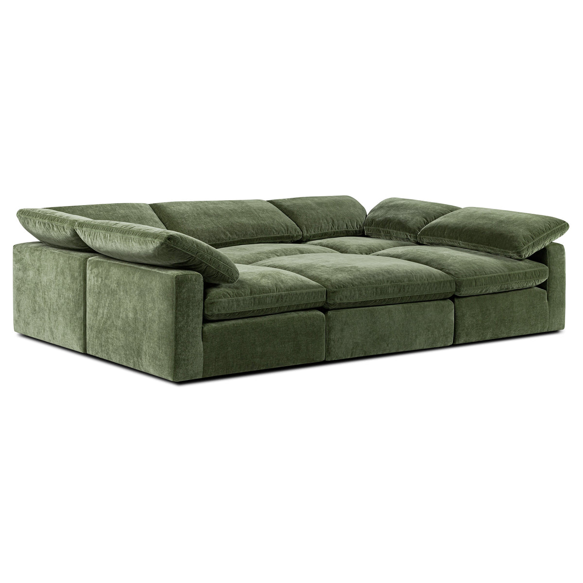 Aspen 6-Seat Pine Pit-Sectional, Sagano Green, cushion and fabric texture close up