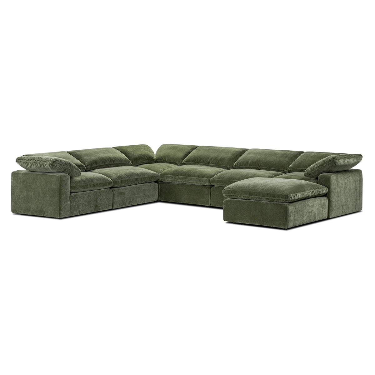 Aspen 7-Seat Pine Sectional, Sagano Green, back view