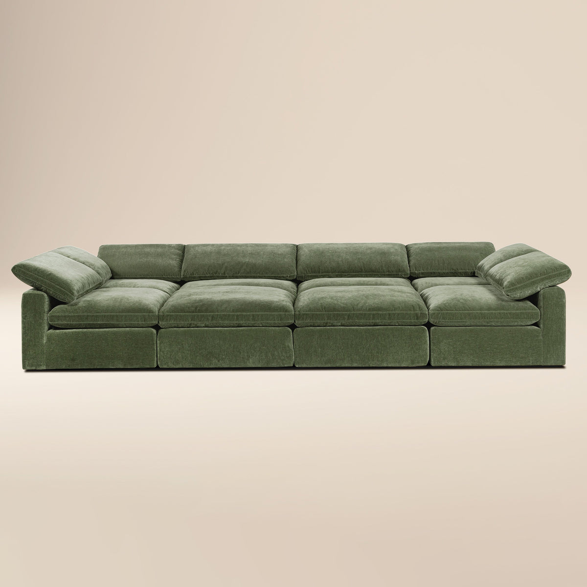 Aspen 8-Seat Master Pine Pit-Sectional, Sagano Green, full front view