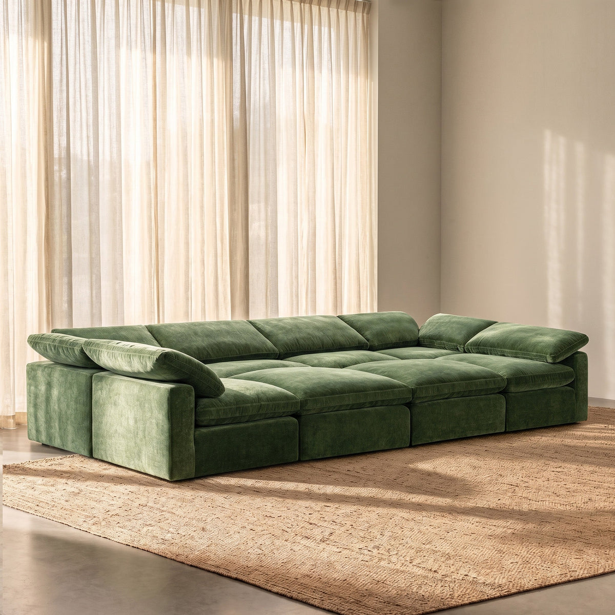 Aspen 8-Seat Master Pine Pit-Sectional, Sagano Green, side profile