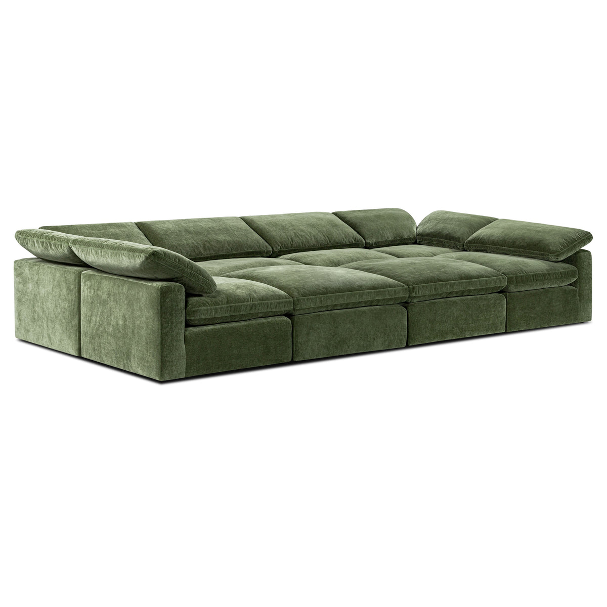Aspen 8-Seat Master Pine Pit-Sectional, Sagano Green, cushion and fabric texture close up