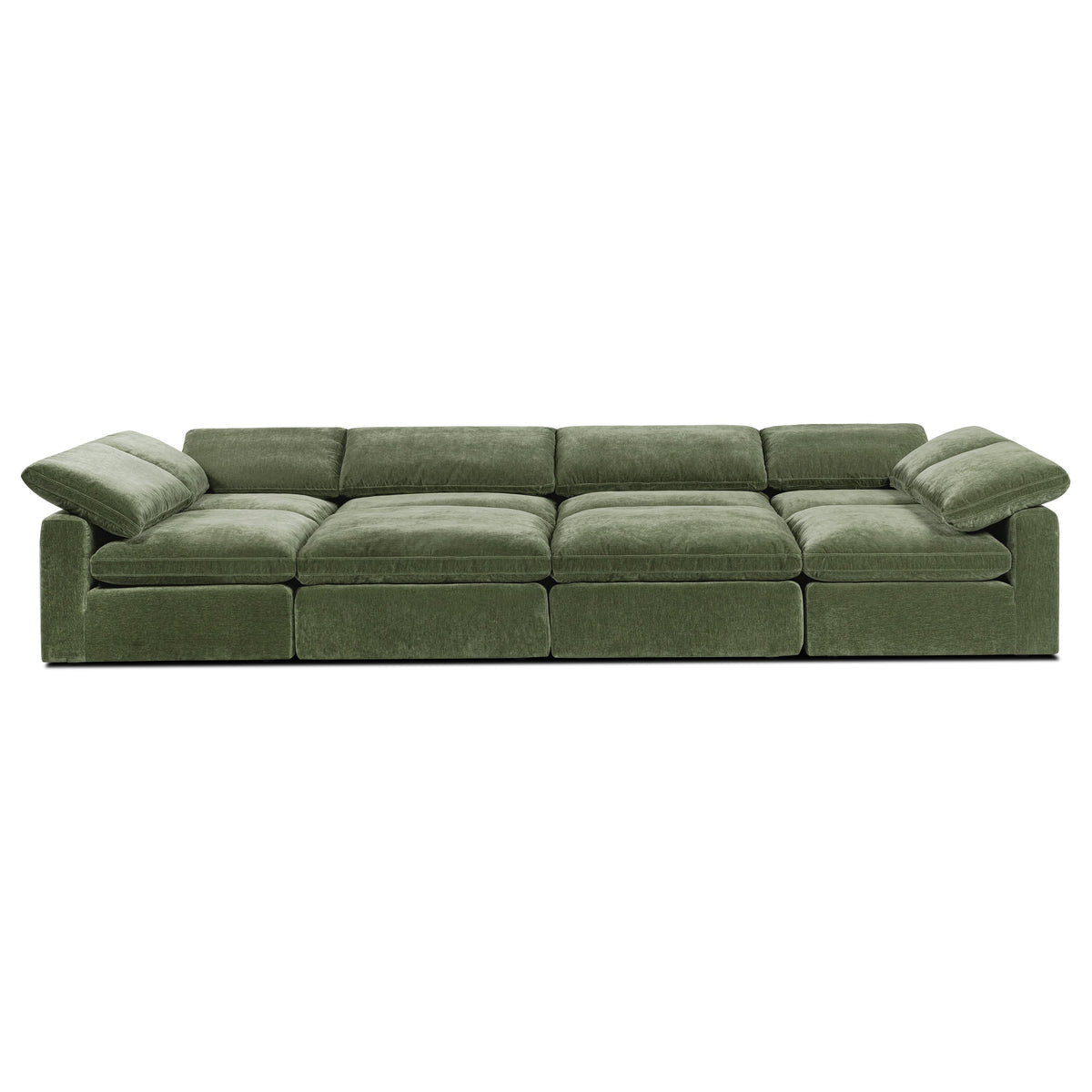 Aspen 8-Seat Master Pine Pit-Sectional, Sagano Green, armrest and seat detail