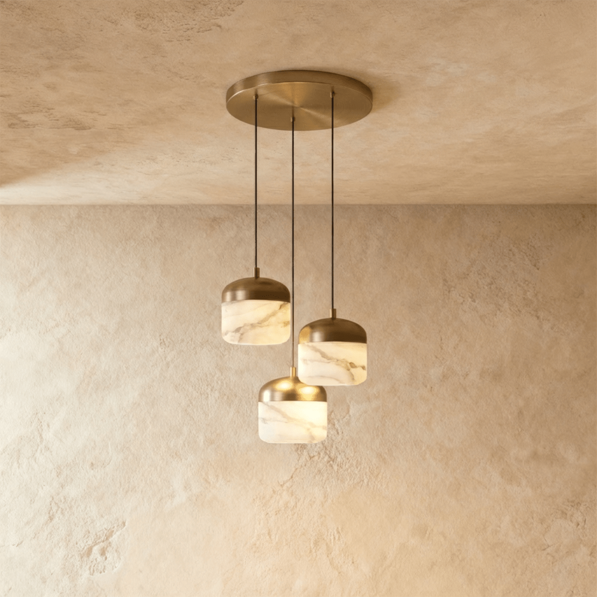 Asta Alabaster Pendant Light, cord and ceiling canopy detail
