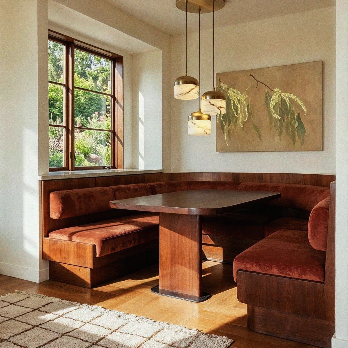 Asta Alabaster Pendant Light, styled above a dining table