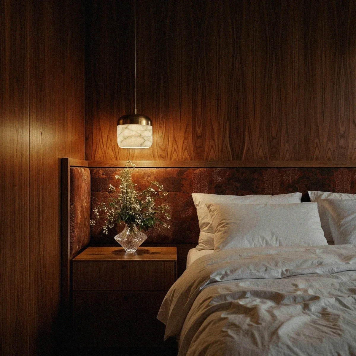 Asta Alabaster Pendant Light, angled view showing the silhouette
