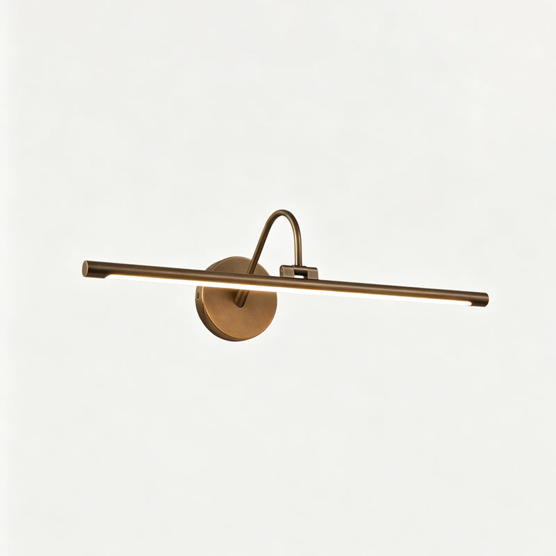 Averton Linear Brass Wall Sconce, second lit in a styled room