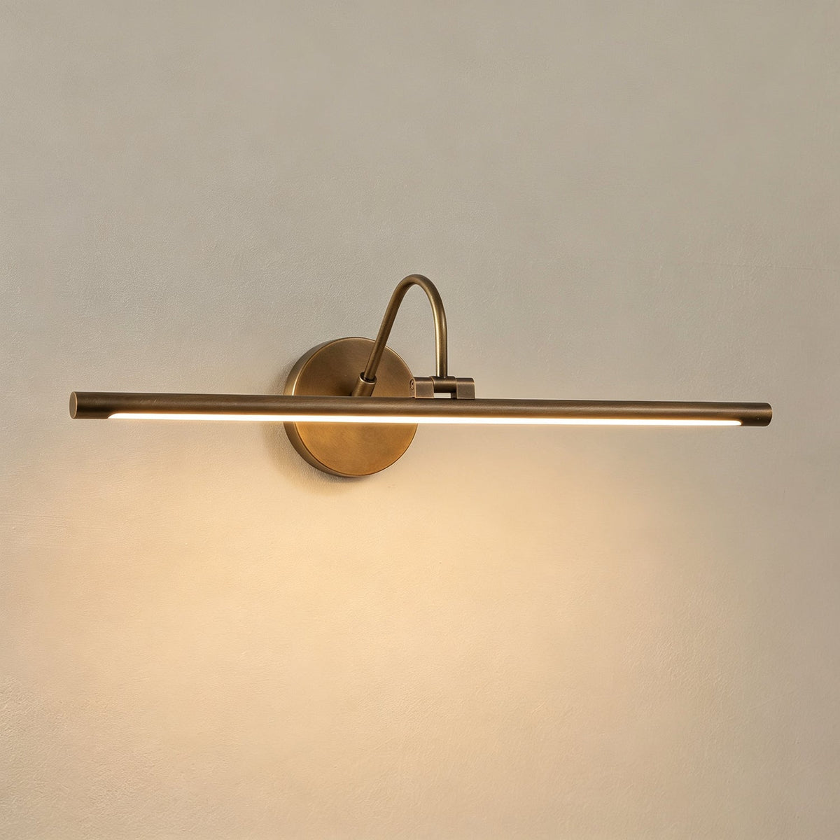 Averton Linear Brass Wall Sconce, canopy and mount detail