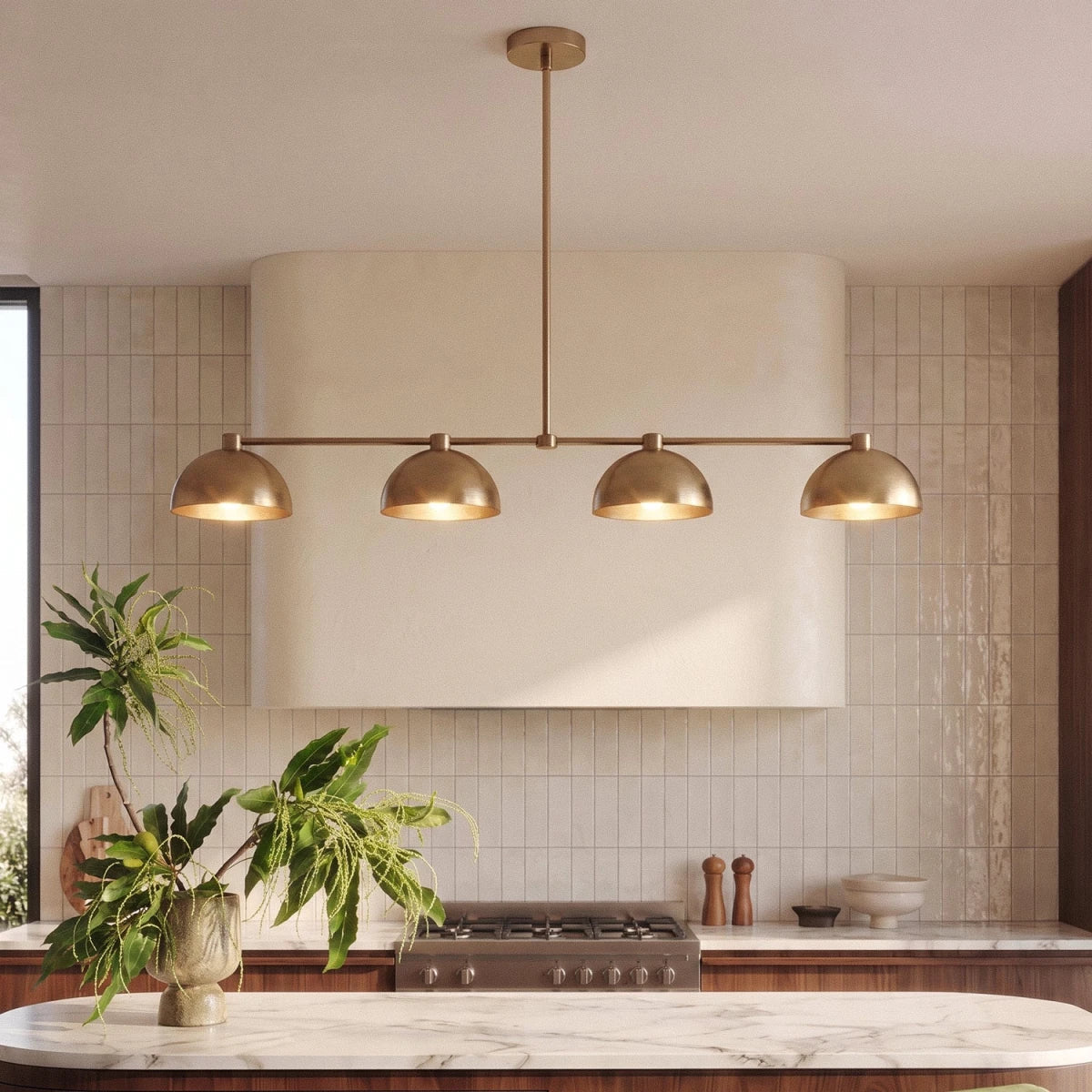 Blyra Brass Pendant Light, top of the shade in detail