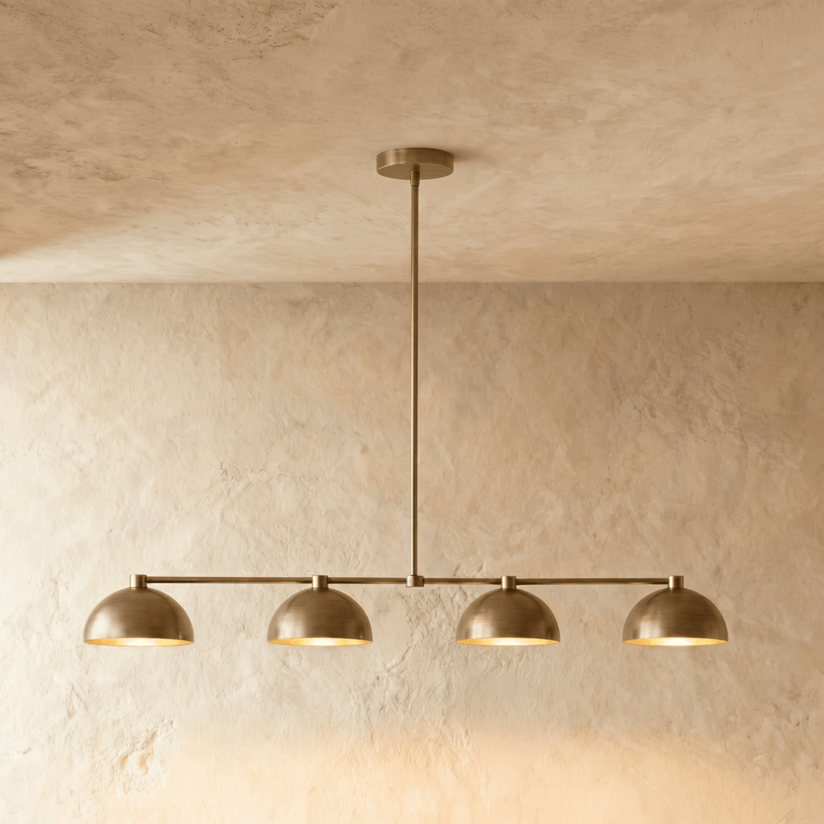 Blyra Brass Pendant Light, full fixture front view