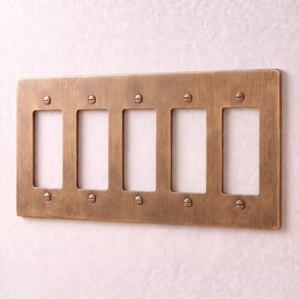 Brass Wall Plate (1-5 Gang), front face view