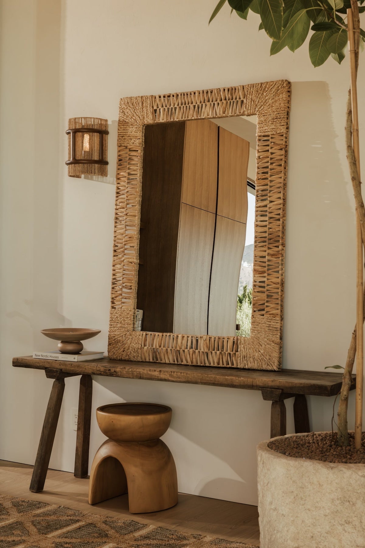 Cala Jute Wall Sconce, full fixture view