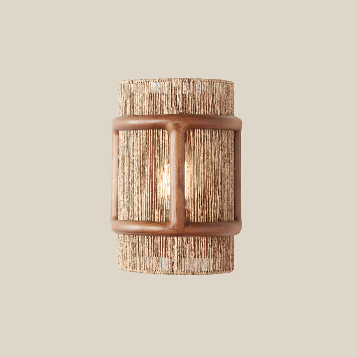 Cala Jute Wall Sconce, shade and material close up