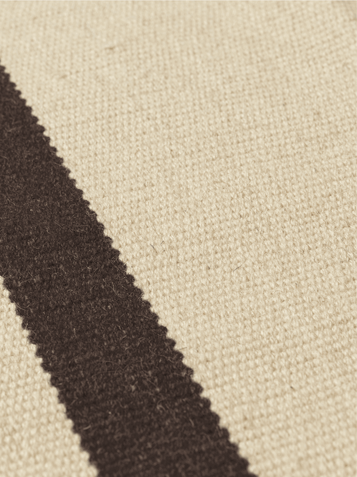 Calm Kelim Mat, Off-White/Coffee, corner and edge detail