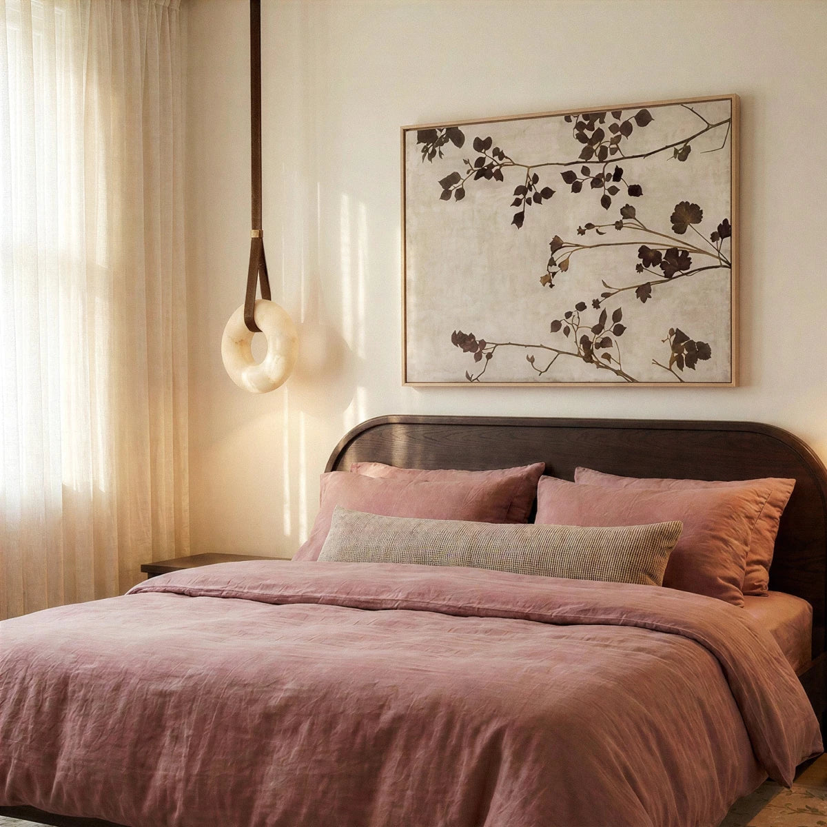 Cingeto Alabaster Pendant Light, styled above a dining table