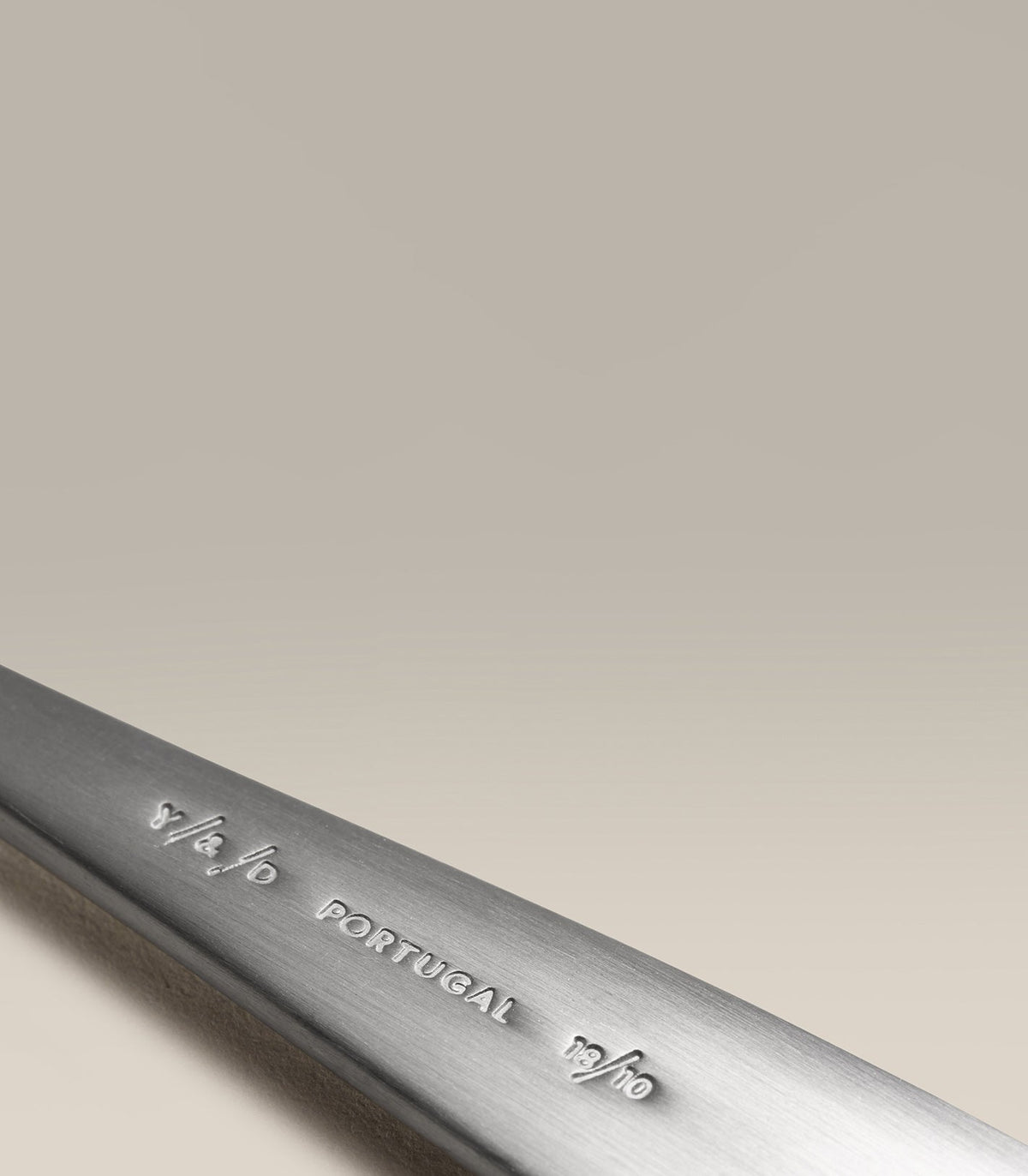 Classic Large Fork Set, brushed, angled three quarter view
