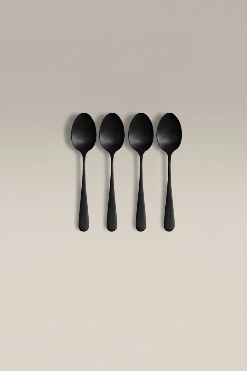 Classic Small Spoon Set, black, handle detail