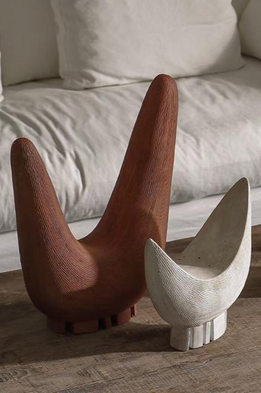 Coil Abstract Pottery Sculpture, angled three quarter view