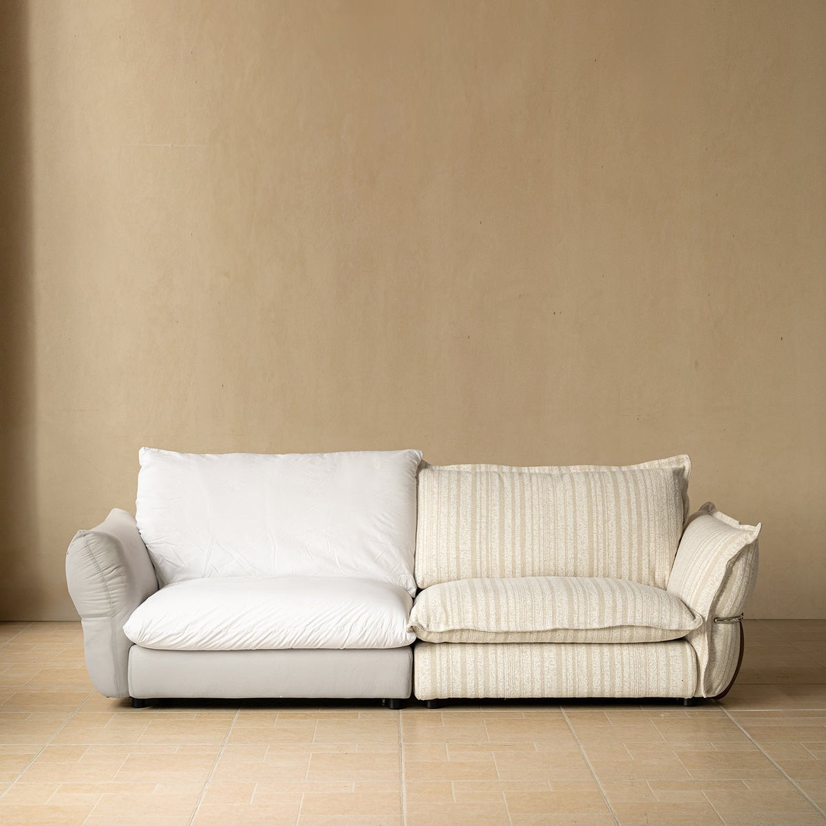 Cream Boucle Fabric 3 Seater Sofa CIRCLE