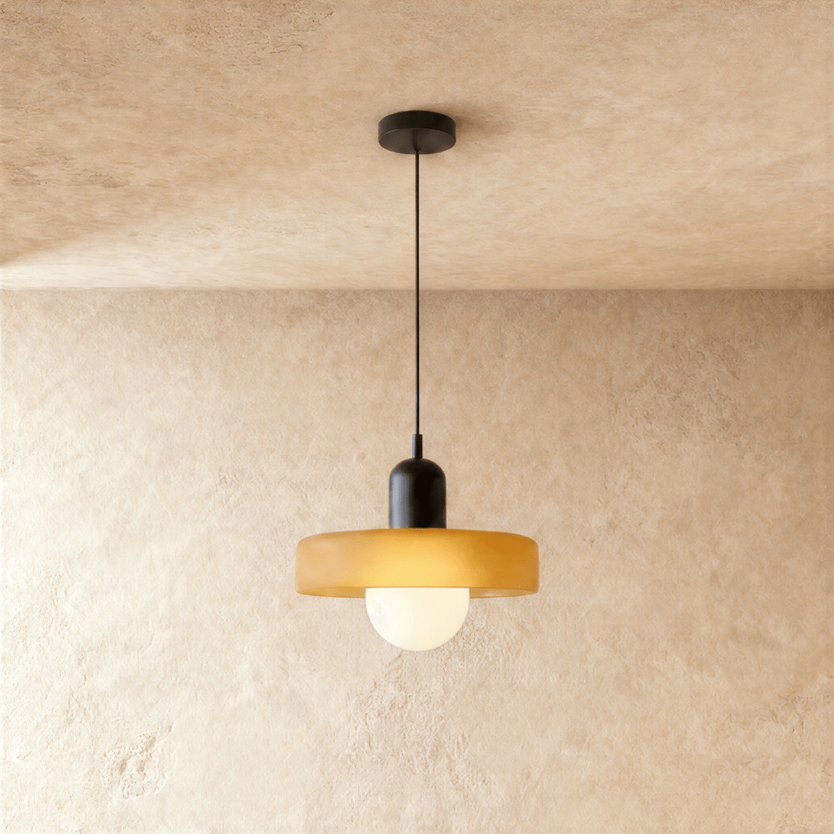 Cride Metal Pendant Light, second glow and light quality close up