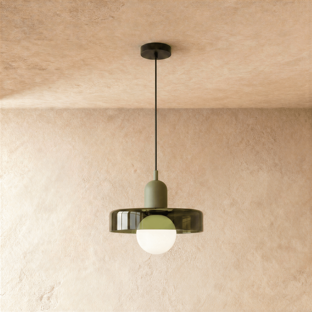 Cride Metal Pendant Light, second shown in scale within a hallway