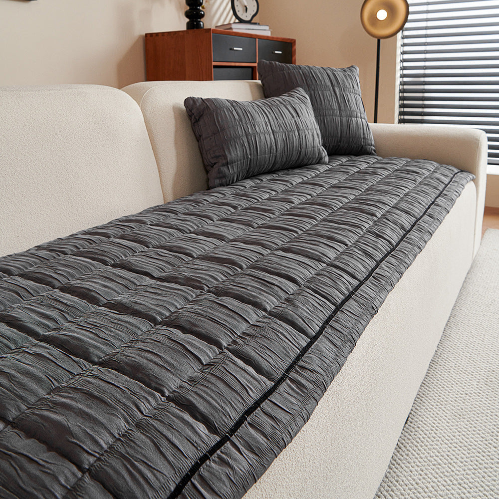 Crinkle Texture Non-Slip Sofa Mat, styled in a living space