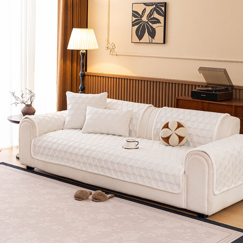 Crystal Velvet Quilted Sofa Protector, fabric close up