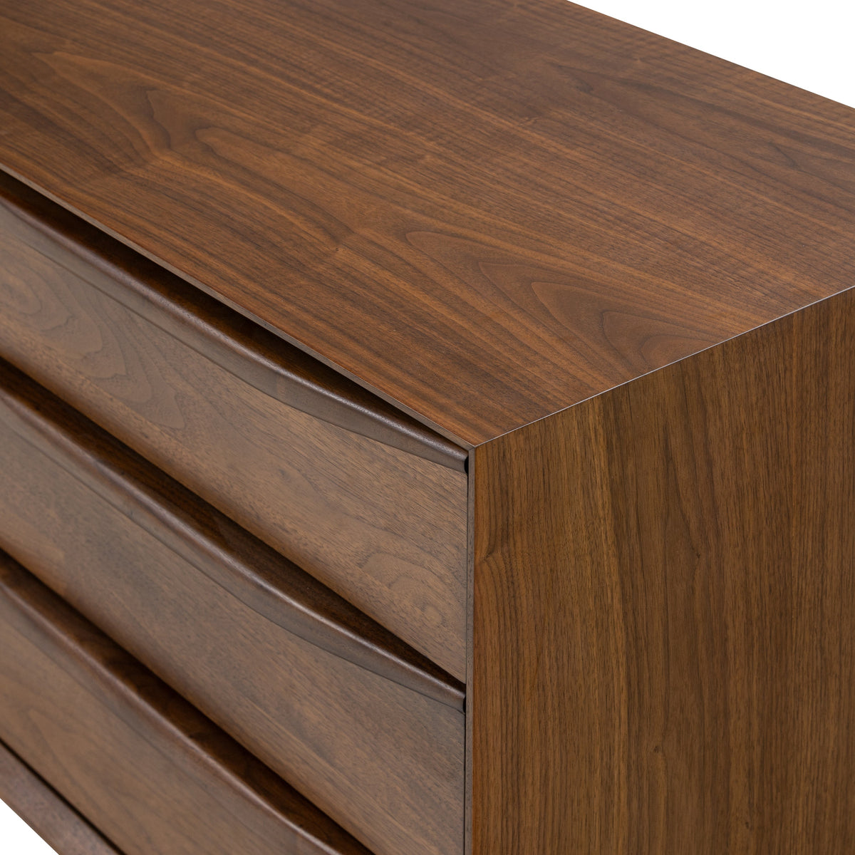 Cura 71" Walnut Sideboard, top surface close up