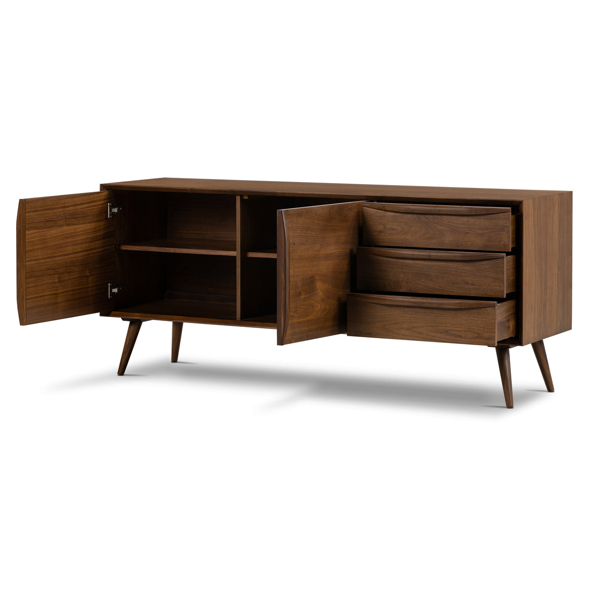 Cura 71" Walnut Sideboard, grain and finish close up