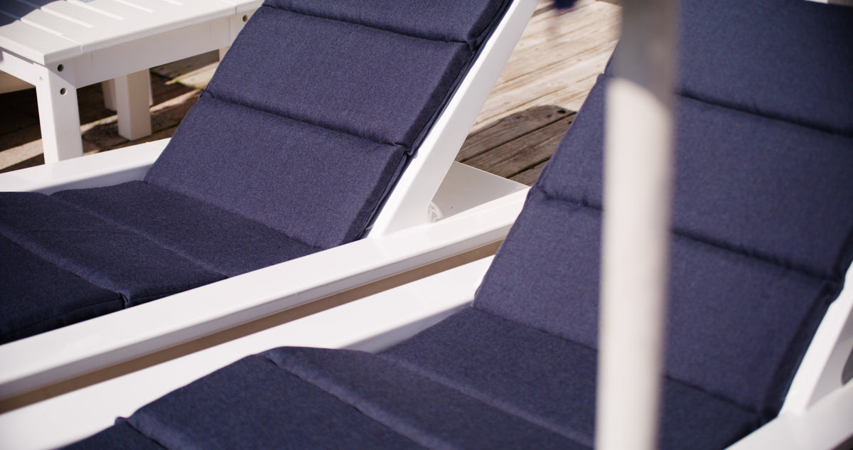 Deck Chaise Cushion, draped and styled view