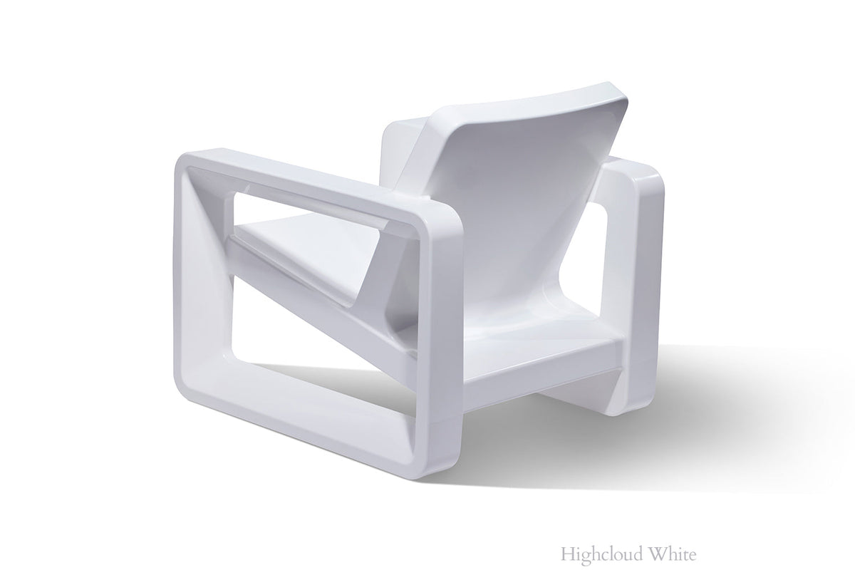 Deck Outdoor Lounge Chair, white, fabric and finish close up