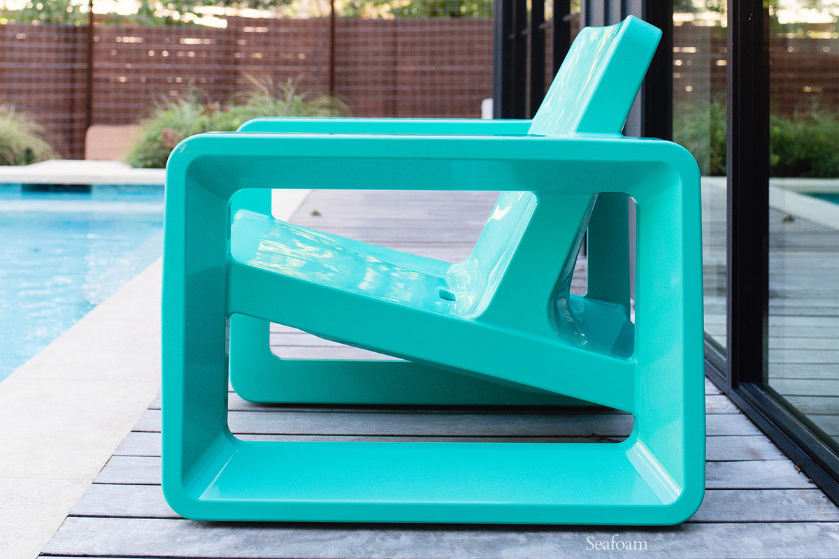 Deck Outdoor Lounge Chair, seafoam, styled in a real room