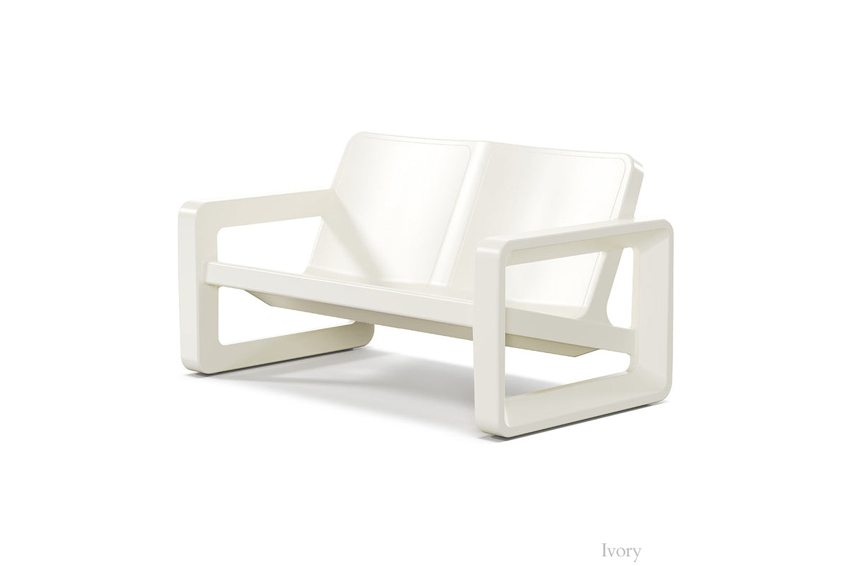 Deck Outdoor Loveseat, ivory, styled in a living room