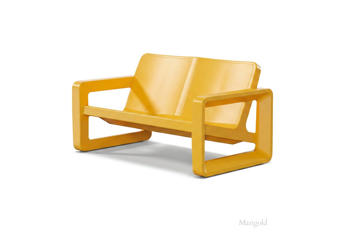 Deck Outdoor Loveseat, marigold, back and frame view
