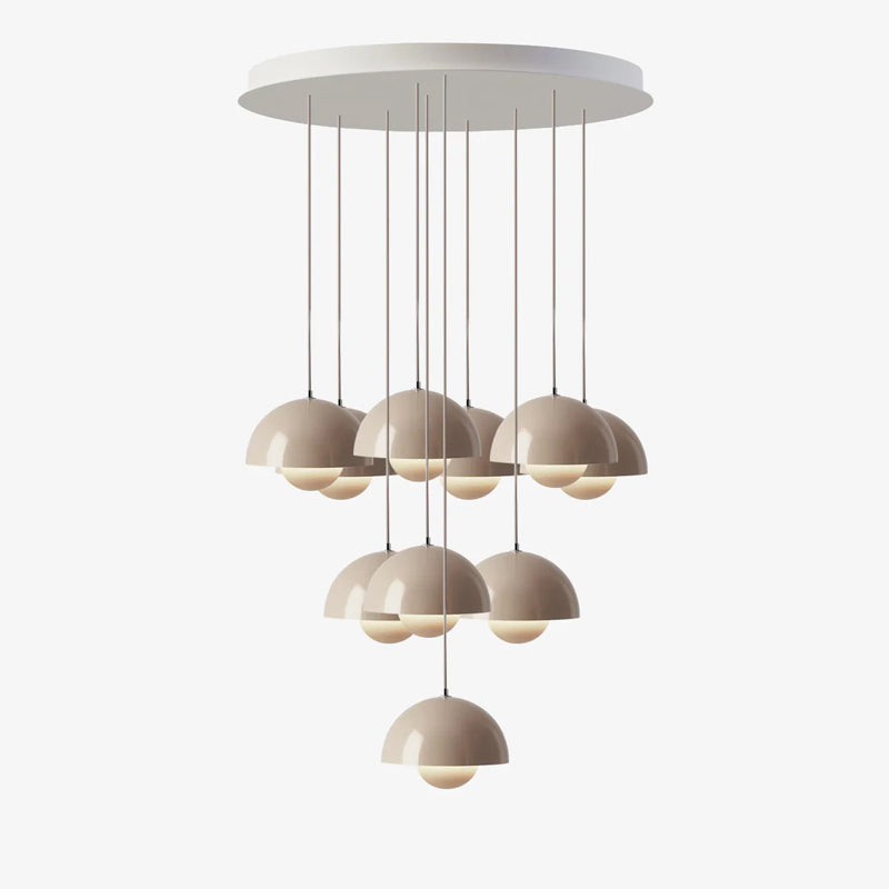 Duo Dome Ten-Light Chandelier, shade interior detail