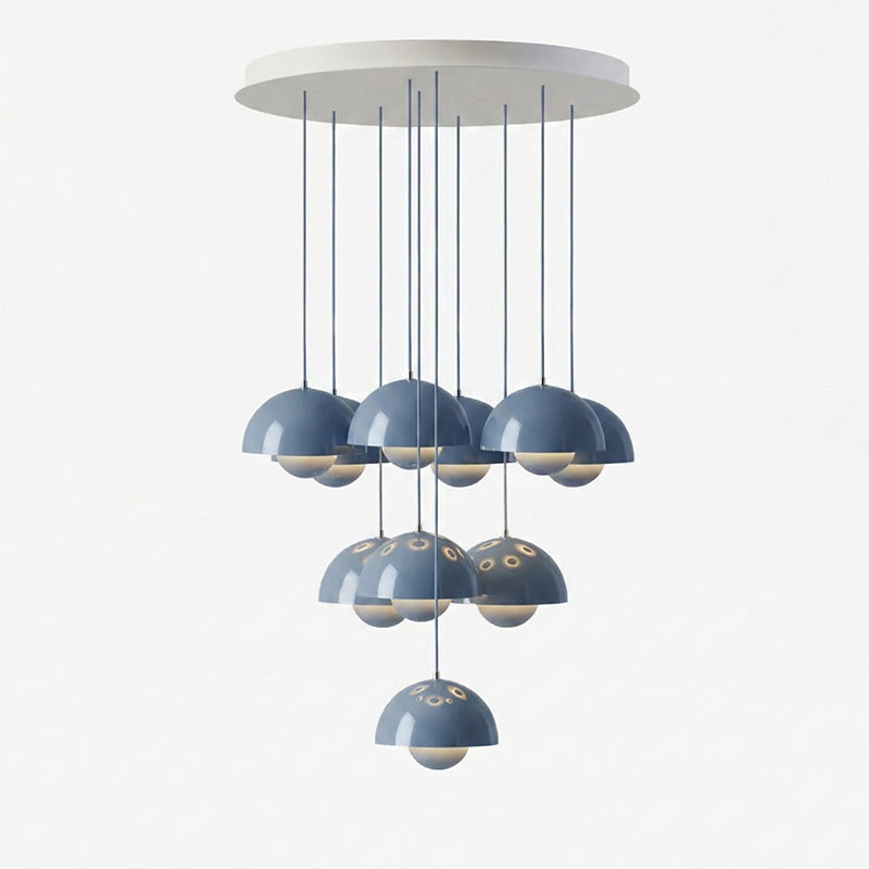 Duo Dome Ten-Light Chandelier, second canopy and mount detail
